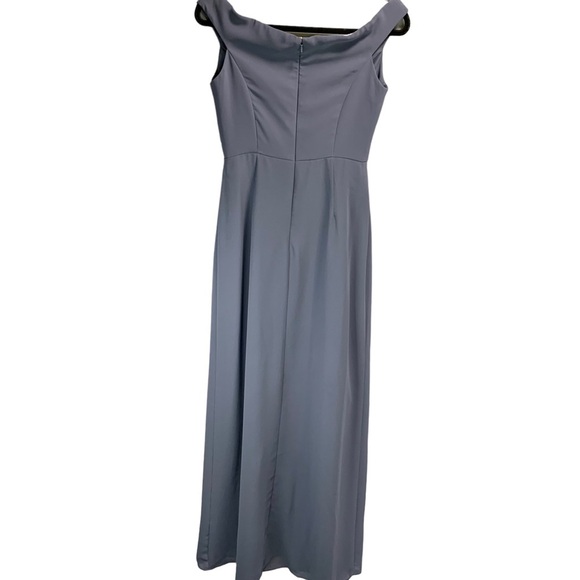 Social Bridesmaids OFF-THE-SHOULDER PLEATED BODICE DRESS WITH FRONT SLITS 8186 - Picture 4 of 8